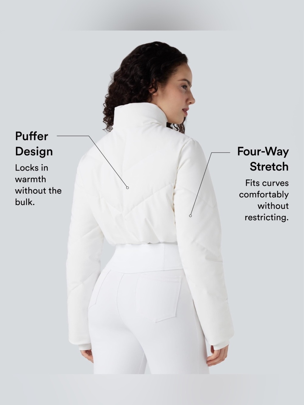 Halara PuffFlex 3-in-1 Stand Collar Casual Cropped Puffer Coat & Thumb Holes - Picture 3 of 14